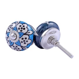 Ajuny Set of 10 Multicolor Ceramic Drawers Knobs Door Cupboard Pulls Indian Assorted Pieces