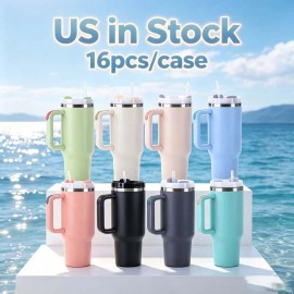 Us  H20 40 OZ Powder Coated Travel Mug Car Cup Mixed Colors Shatterproof Travel Mug 40 OZ Water Bottle for Daily Usecolor: 16pcs mixed, capacity: 40 oz