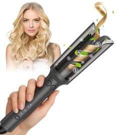 Souvik Lockenstab Automatisch – Zwei-Wege Selbstrotierender Lockenwickler mit 3 Temperaturstufen (160–210°C), Anti-Verbrühung & Schnellaufheizung 23mm Hair Curler für Große Locken, Grau