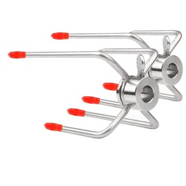 Stainless Steel Meat Clip Set for Rotisserie Spit, 2 Meat Needles with Locking Screw and Red Protective Cover, Barbecue Skewer Accessories