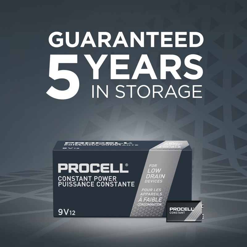 ProCell Constant 9V Long-Lasting Alkaline Batteries (72 Pack), 5-Year Shelf