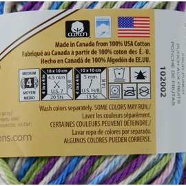 Variety Assortment Lily Sugar'n Cream Yarn 100 Percent Cotton Solids and Ombres (6-Pack) Medium Number 4 Worsted Bundle with Four Square Dishcloth Pattern