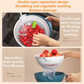 SFXFJ New 7 in 1 Multifunctional Vegetable Cutter with Drain Basket, Magic Rotate Vegetable Slicer, Mandoline Slicer Cutter Chopper and Grater, Kitchen Tool Veggie Cheese Shredder Grater Set
