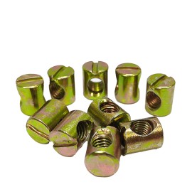 FixtureDisplays 10PK M6 X 10mm Cross Hole Nuts Barrel Nuts Cross Dowels Slotted Nuts Color zinc