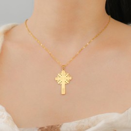 EUEAVAN Russian Orthodox Cross Necklace Orthodox IC XC NIKA Cross Necklace Jesus Crucifix Bizantine Cross Pendant Christian Orient Cross Retro Religious Jewellery, Stainless Steel, No Gemstone