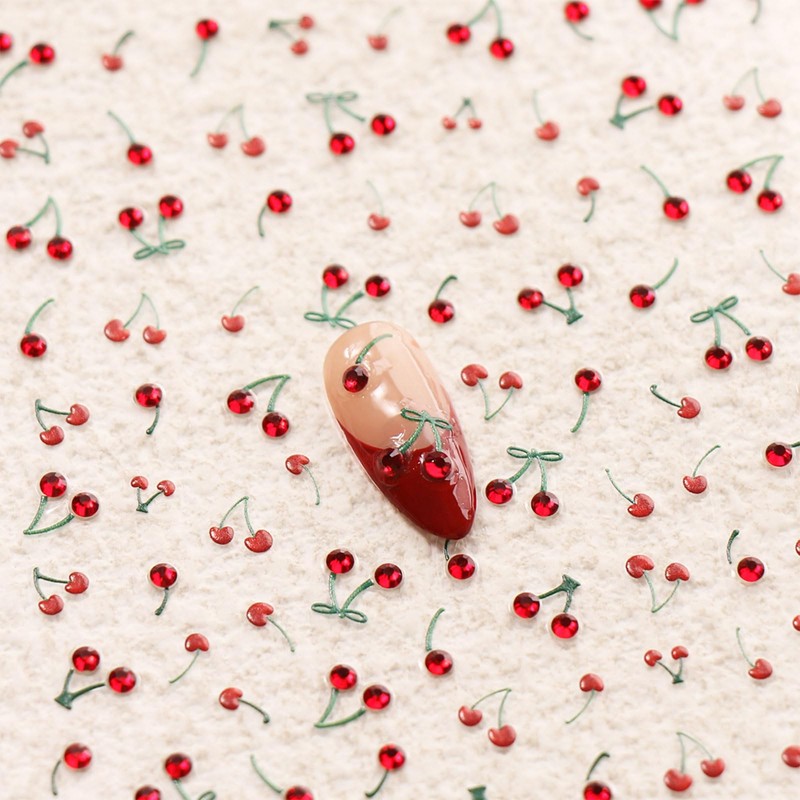 JMEOWIO 3D Nagelsticker Kirsche Nail Art Sticker Selbstklebend Nagelaufkleber 5D