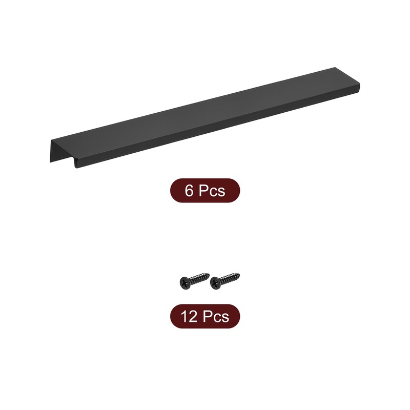 sourcing map Cabinet Finger Edge Pull, 6pcs 250mm/9.84 Aluminum Alloy