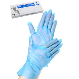Meisei Disposable Gloves, Stretch Gloves, Elastomer, Poly Gloves (TPE), Large, 100 Pieces, Blue, Food Sanitation Law Compliant