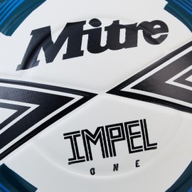 Mitre Adult Impel One 24 Football, White/Black/Tidal Teal, 4