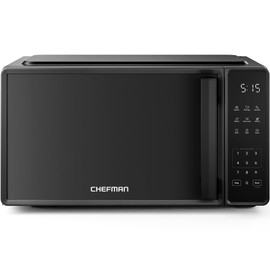 Chefman Countertop Microwave Oven 0.7 Cu. Ft., 700 Watts with 10 Power Levels, 6 Cooking Presets with One-Touch Express Cook, Eco Mode, Child Safety Lock, & Mute Button - Black