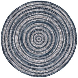 SAFAVIEH Braided Collection 6' Round Grey/Ivory BRD257F Flatweave Country Rustic Farmhouse Reversible Cotton Area Rug