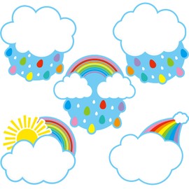 45 Pieces Rainbows Cut-Outs, Rainbows Sun Cloud Accents Paper Cutouts Name Tags Labels Rainbows Party Bulletin Board Classroom Decoration for Teacher Student Back to School Supplies, 6.7 x 5.1 Inch