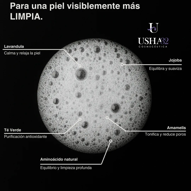 Usha32 Dermolimpiador Facial Con Lavanda Y Té Verde 120 Ml