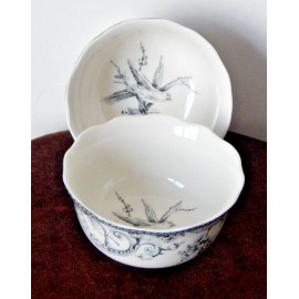 222 FIFTH Adelaide Porcelain Luxurious Scalloped Edge Bowls Set of Two New