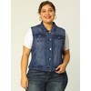 uxcell Women's Plus Size Buttons Denim Vest with Two Chest