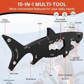 Funny Multitools Men Gifts Gadgets - Cool Shark-shaped 15 in 1 Small Tools for Men Dad Boyfriend Husband, Christmas Stocking Stuffer Gift Idea, Unique Gift for Birthday, Fathers Day, Valentines Day