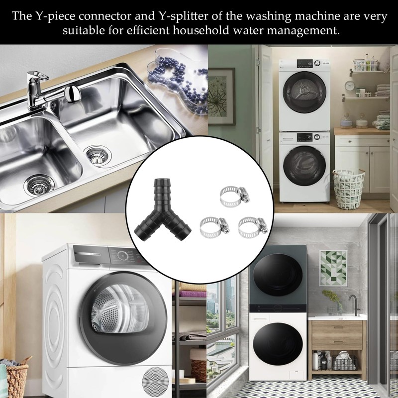 2Pcs Washing Machine Hose Connector - Y-Shaped Waste Pipe Splitter