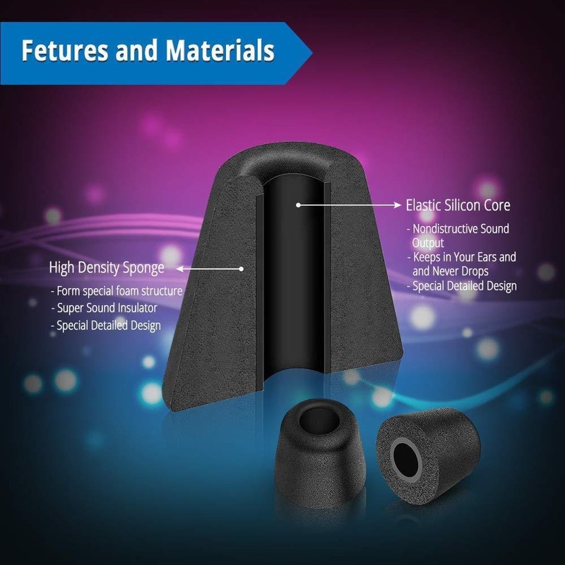 Universal 12-Pack Replacement Memory Foam T100 Tip for Bluetooth Earbud