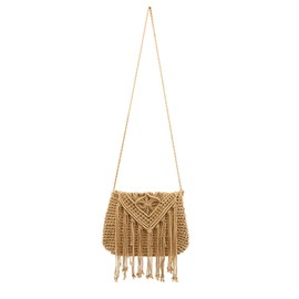 Faletony Women's Straw Shoulder Bag Summer Beach Bag Clutch Straw Bag Shoulder Bag Hand Woven Raffia Bag with Tassel Basket Bag Boho Style for Work Travel Party, light brown