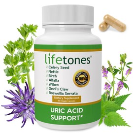 Lifetones Uric Acid Support - Herbal Joint Cleanse for Men and Women - Natural Remedy, Flexibility Boost - Non-GMO, Gluten-Free - 60 Vegan Vitamins