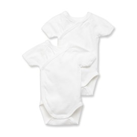 Petit Bateau Pack of 2 Unisex Newborn Baby Plain Short-Sleeve Bodysuits Style 15090 Sizes NB-36/M (Size 12 Month Style 15090 Unisex) White