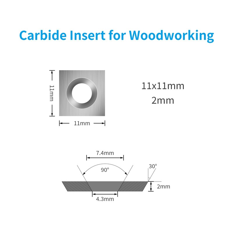 DEEFIINE 11X11mm Square Carbide Inserts for Woodworking(10 pcs)