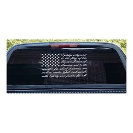 American Flag Pledge of Allegiance Vinyl Truck Window Sticker Decal (12"x22")…