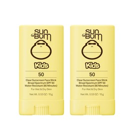 Sun Bum Kids Clear Face Stick Sunscreen SPF 50 – Broad Spectrum UVA/UVB Protection, Vitamin E, Water-Friendly Formula, Octinoxate & Oxybenzone Free | 0.53 oz (Pack of 2)