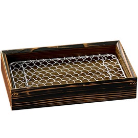 Yamako 18272 Grilled Cedar / Tempura Plate, Stainless Steel Dish with Inner Grilled Cedar
