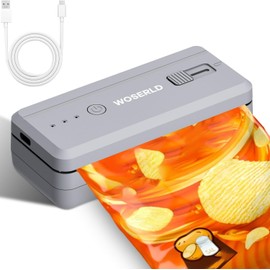 Mini Bag Sealer Rechargeable Chip Bag Sealer Handheld Heat Sealer and Cutter Machine Sealer Portable Bag Resealer with 1300mAh for Plastic Snack & Chip
