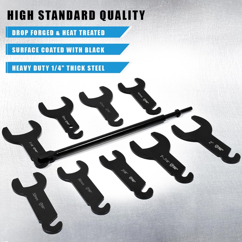 SMOTIVEPRO 10Pcs Pneumatic Fan Clutch Wrench Set Removal Tool Kit,
