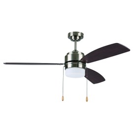 Litex Industries - Ausmus 52” Brushed Nickel Finish Ceiling Fan with 3 Reversible Blades & LED Light Kit - AU52BNK3L - DAMP Locations