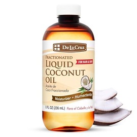 De La Cruz Aceite De Coco Líquido Fraccionado - Aceite De Coco Líquido Para La Piel Y El Cabello - Hidratante Natural Para La Piel Y El Cabello - 8 Fl Oz Claro