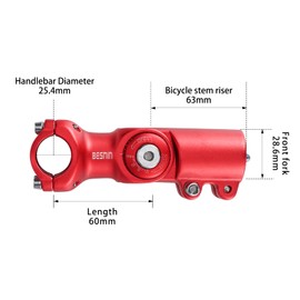 BESNIN Bicycle Stem, Cycling MTB Stem 0-90° 25.4 x 60 mm Red Mountain Bike Handlebar Stem for Bicycle, Road Bike, MTB, BMX (25.4 x 100 mm)