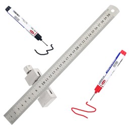 Brass Steel Ruler with Metal Stop, Metal Ruler, Ruler Stop Marking Gauge, Stainless Steel, Ruler Stop Marking Tool, Combination Square Carpenter's Square (Stainless Steel)