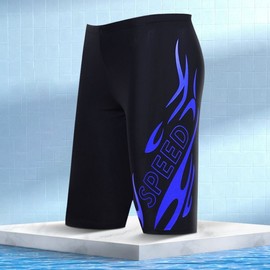a631 New Summer Plus Size Men's Fashion Long Boxer Swim Trunks - Low-Rise Hot Spring 4XL (90.00 Kg-100.00 Kg / Red on black background) 10ea