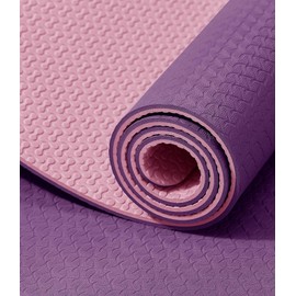 IUGA Yoga Mat Non Slip Textured Surface, Reversible Dual Color, Eco Friendly Yoga Mat with Carrying Strap, Thick Exercise & Workout Mat for Yoga, Pilates and Fitness (72"x 24"x 6mm ) (Purple/Pink)
