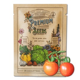 Tomato Seeds for Planting - Baxter's Early Bush Cherry - 250 Mg 65+ Seeds - Farm & Garden Vegetable Seeds - Non-GMO, Heirloom - Sealed in a Beautiful Mylar Package for Extended Shelf Life