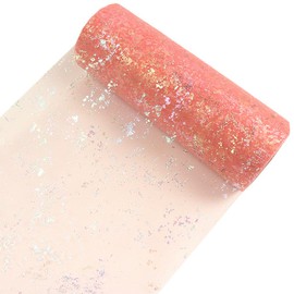 Yuanchuan Magic Glitter Tulle Rolls 6 inch x 10 Yards (30 feet) for Tulle Rolls Spool Fabric Tutu for DIY Skirts Wedding Gift Wrap Sewing Crafting Bow Bridal Decorations Birthday Party (Pink)
