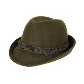 Holiday Oktoberfest Wool Bavarian Alpine Hat - Olive Green - Adult Large (7 3/8" to 7 1/2"), St. Patrick's Day