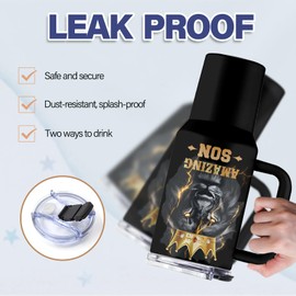 Uibunoo Gifts for Son, 40 Oz Amazing Son Tumbler with Handle & Straw, To My Son Stainless Steel Tumbler, Son Gifts from Mom, Birthday Gifts for Grown Son, Gift for Son from Mom