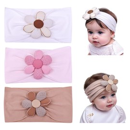 LDDCX Baby girls flower headbands 3 pack Hair Band Headwear Hairbands Hair Accessories.(FD121-White Pink Oatmeal)