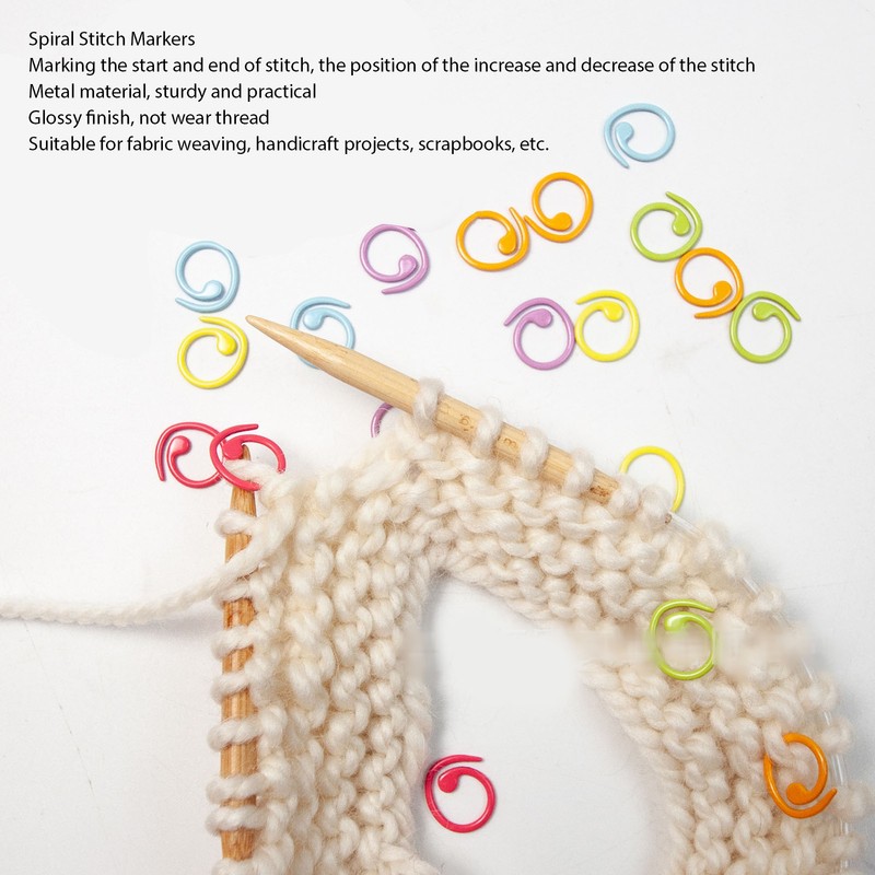 50PCS Metal Stitch Markers Spiral Markers Multifunctional Crochet Locking Hooks