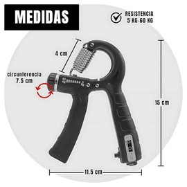 Ejercitador de Mano Ajustable con Resorte, Fortalecedor de Agarre Resistencia 10-60 KG Dedos Mano Entrenamiento Rehabilitacion Sistema de Conteo
