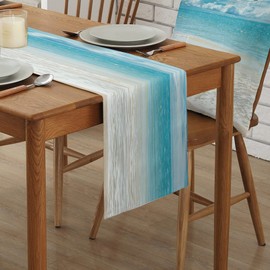Gsypo Summer Table Runners 120 Inches Long Tropical Ocean Beach Sea Water Table Runner for Family Dinner/Wedding/Outdoor Indoor Party, Cotton-Polyester Blend Dresser Scarf Table Decorations