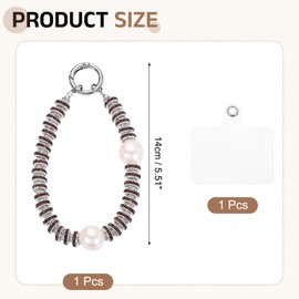 sourcing map Beaded Phone Wrist Strap, Phone Charm with Tether Tab, Anti-loss Hands-Free Rhinestones Pearl Cellphone Chain Wristlet for Women Girls, Purple