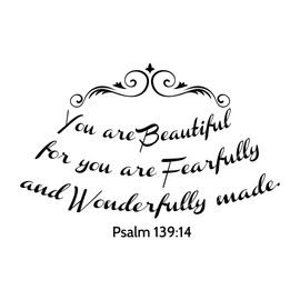 Family Fearfully Wonderfully Made Beautiful Quote Wall Decal Decoration Psalm 139:14 Bible Verse You are Beautiful Bible Verse Lasts Years and Easily Removable - Size: 10 in(W) x 8 in(H)