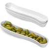 3-Pack Olive Plates-Versatile Ceramic Olive Tray for Snacks, Appetizers Platter-Long