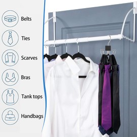 Belt Hanger Tie Hanger Wardrobe Closet Organiser Hanger for Clothes Space Savers Storage solutions with 8 Hooks,Rotating Hooks Ideal for Belts, Ties, Bags, Scarves, Hats Black 1 Pack Each