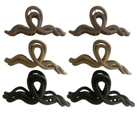 LilaLemon 6 Pack Hair Claw Clips Women & Girls，Beige & Black Hair Clips，Large Claw Clips for Thick Hair，Non-Slip Matte Hair Claws in 3 Colors
